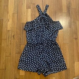 LOFT black and white sleeveless high neck romper